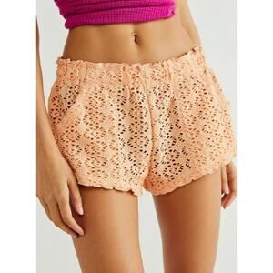 New Free People FP BEACH Crochete Love Shorts $38 LARGE Autumn Peach